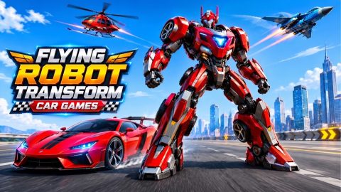 Flying Robot Transform Car Game